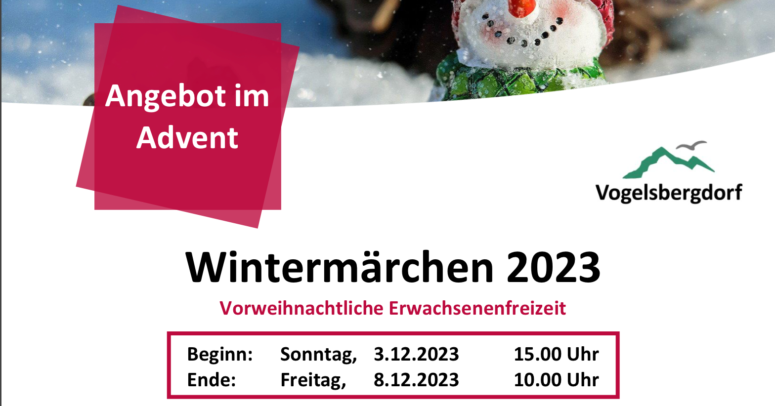 Wintermärchen 2023 - Angebote im Advent